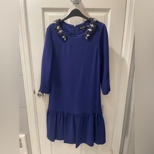 Teri Jon blue dress with gems on collar